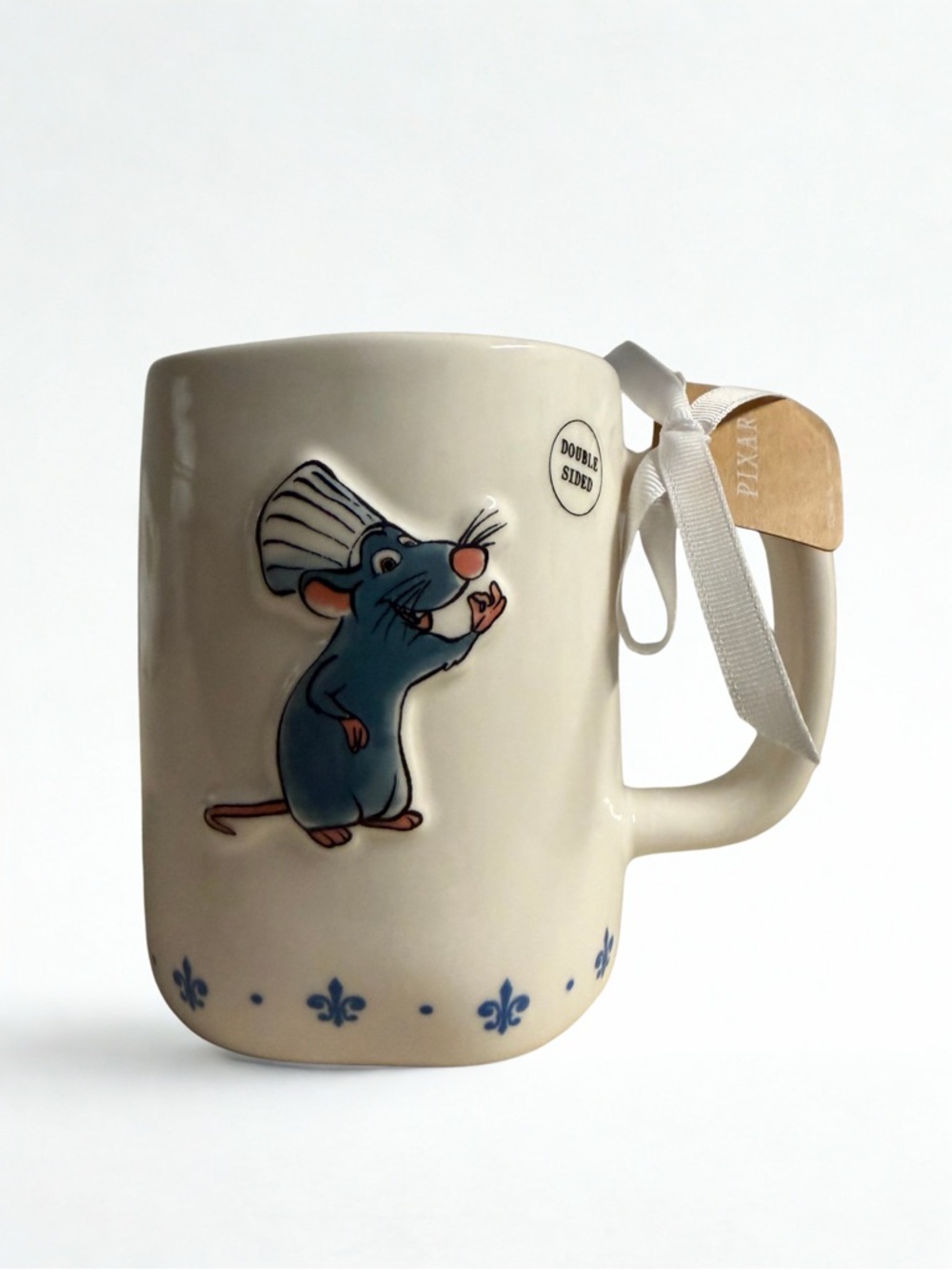 Rae Dunn Cream "Chef's Kiss" Mug with Blue Fleur-de-Lis - Picture 2 of 2